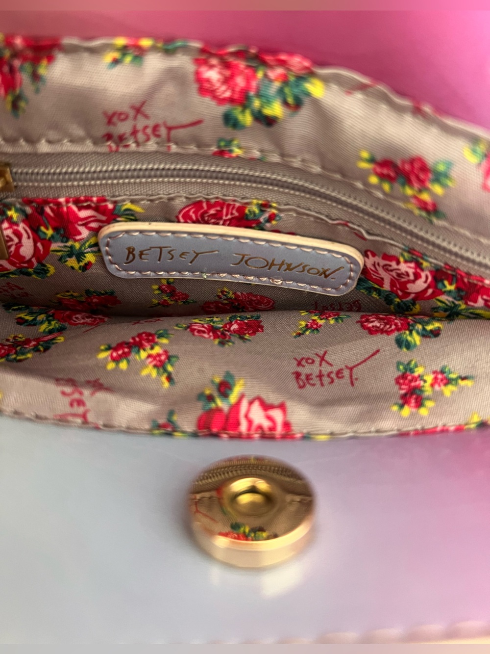 Betsey Johnson Pink, Lilac & Cream Gradient Mini Satchel with Bow - Picture 9 of 9